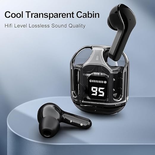 THOE Wireless Bluetooth In Ear Earbuds, Transparent Charging Case, Active Noise Cancellation