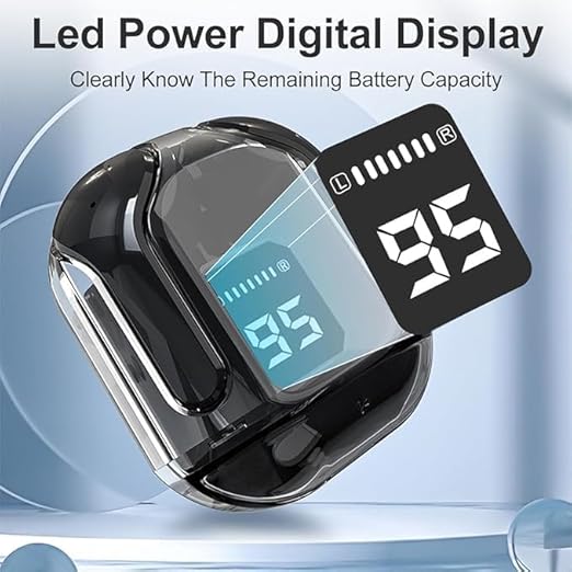 THOE Wireless Bluetooth In Ear Earbuds, Transparent Charging Case, Active Noise Cancellation