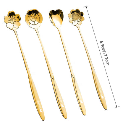 LUXEVIA™ Golden Mini Serving Spoons – Premium 4 Pc Set
