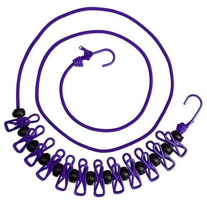 Cloths hanging/drying wireline with 12 pcs attached clips