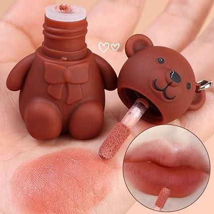 Matte Lipstick with Keychain Bear Design (Pack of 2, Assorted)