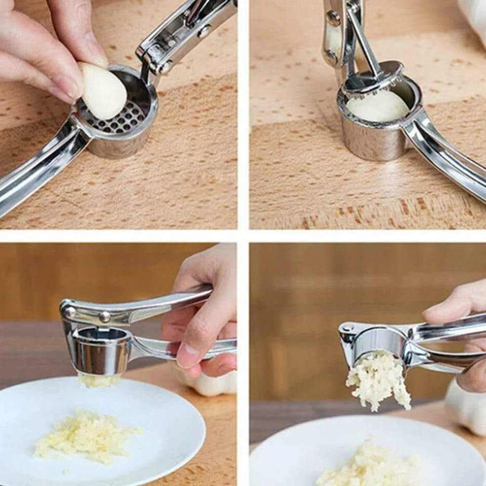 Stainless steel lemon juicer and garlic press