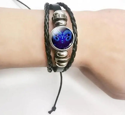 Stylish Zodiac Adjustable Leather Bracelet