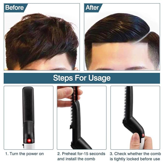 Men's Beard and Hair Curling Straightener (Modelling Comb)