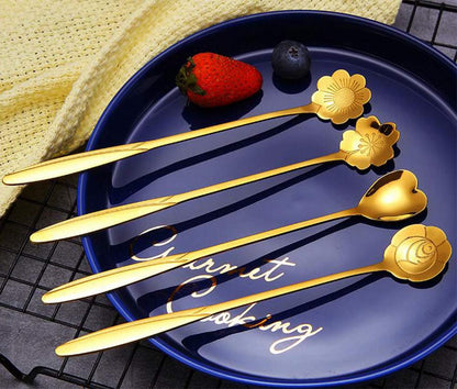 LUXEVIA™ Golden Mini Serving Spoons – Premium 4 Pc Set