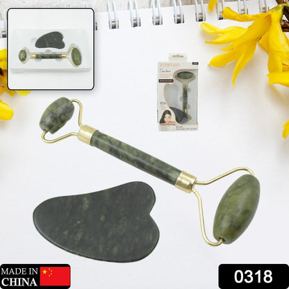 Gua Sha Stone and Anti Aging Jade Roller Massager for Face Massage Natural Face Skincare Massager & Face Roller Massager for Women | Face Shaper Jade Roller and Gua Sha Set for Glowing Skin