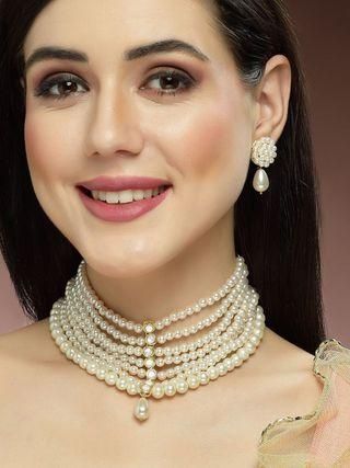 Pearl Choker Necklace Set for Women