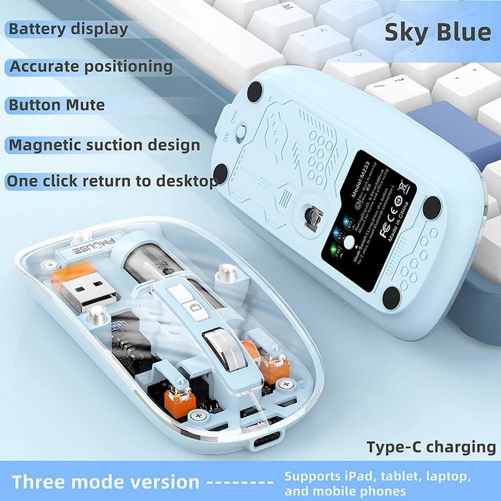 Wireless Bluetooth Lightweight, Rechargeable, Transparent Mouse