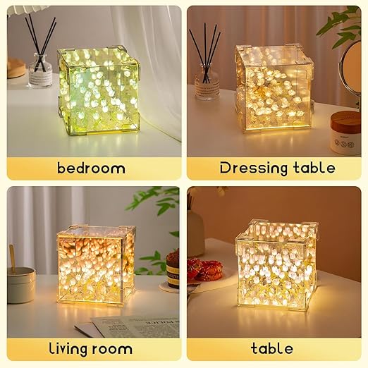 Decorative Tulip Flower LED Mirror Night Lamp 3D - DIY