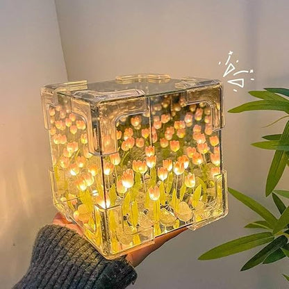 Decorative Tulip Flower LED Mirror Night Lamp 3D - DIY