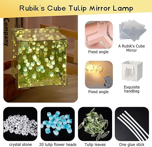 Decorative Tulip Flower LED Mirror Night Lamp 3D - DIY