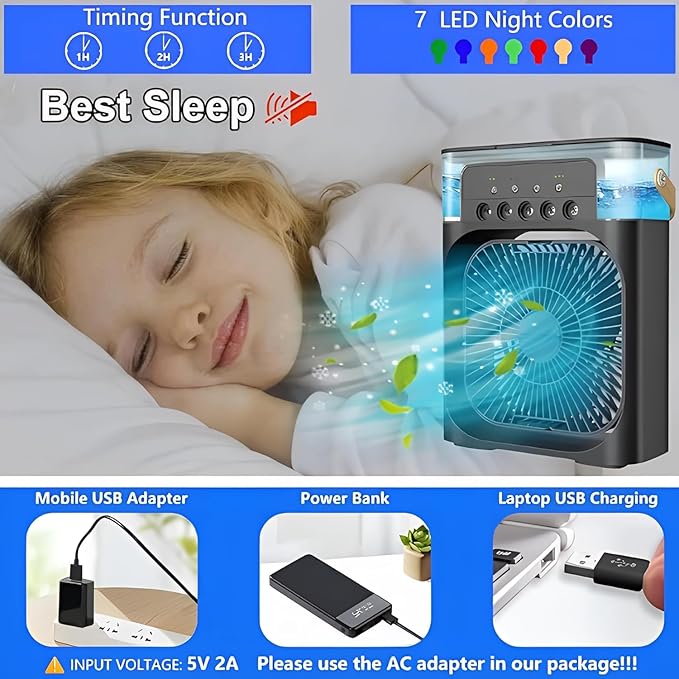 Portable Air Conditioner Fan Personal Air Cooler Desk Cooling Fan