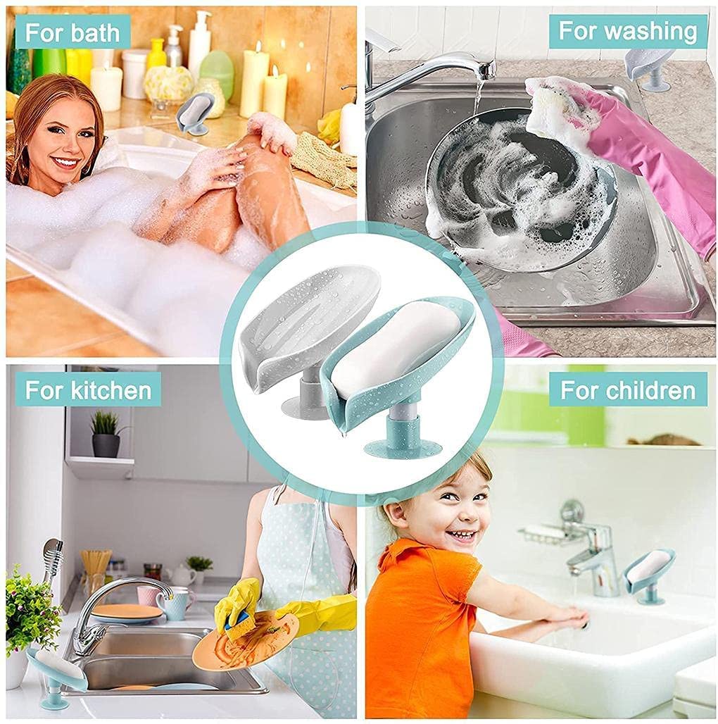 Self Draining Soap Holder for Bathroom Leaf Shape Soap Tray