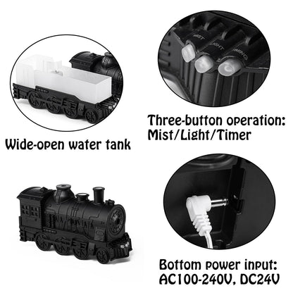 Retro Train Portable Mini Humidifier – Perfect for Bedroom & Living Room