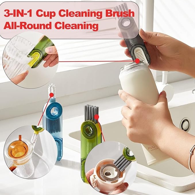 360° Rotating 3 in 1 Multifunctional Cleaning Brush, Bottle Cleaning Brush, Cup Cleaner Brush