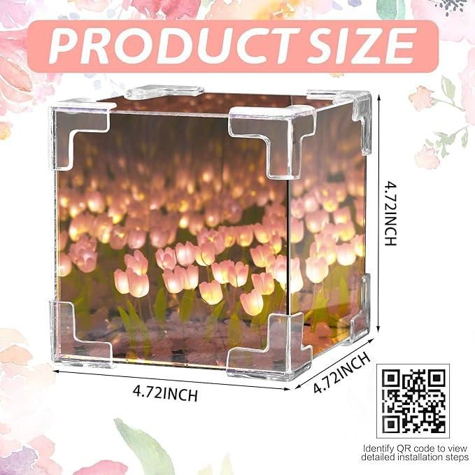 Decorative Tulip Flower LED Mirror Night Lamp 3D - DIY