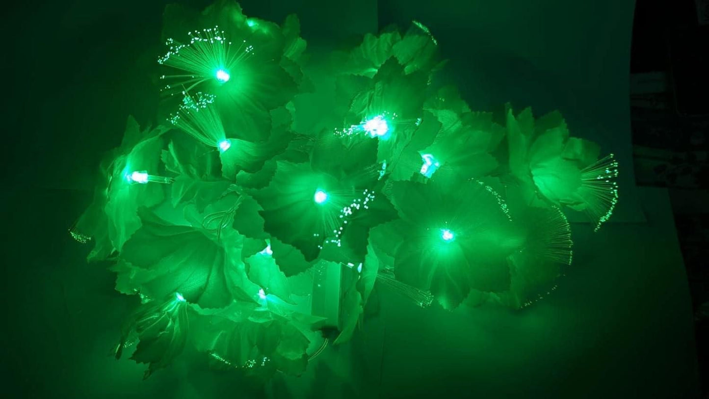 14 Green Fibre Optic Hibiscuses Pollens Light For Diwali and More Festivals