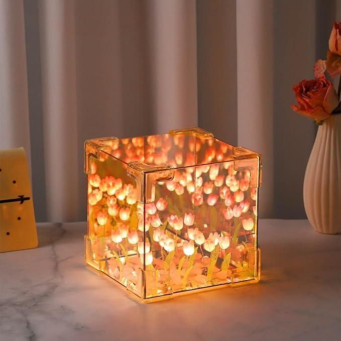 Decorative Tulip Flower LED Mirror Night Lamp 3D - DIY