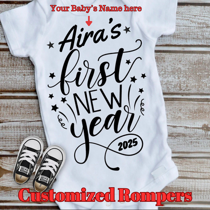 Personalized Name Baby Cotton Rompers - First New Year