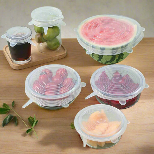 Silicone Stretch Lids – 6 Pcs Set (BPA‑Free, Freezer, Microwave & Dishwasher Safe)