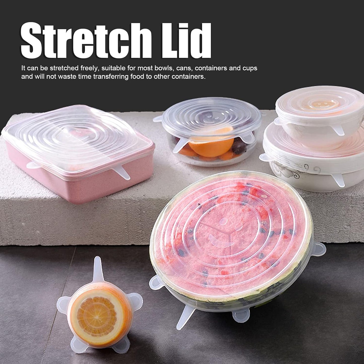 Silicone Stretch Lids – 6 Pcs Set (BPA‑Free, Freezer, Microwave & Dishwasher Safe)