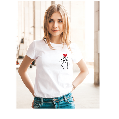 T-Shirt for Women -  Korean Finger Heart