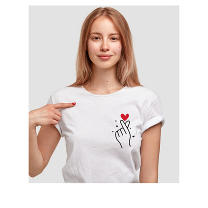 T-Shirt for Women -  Korean Finger Heart