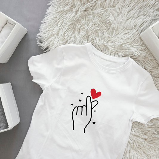 T-Shirt for Girls- Korean Finger Heart