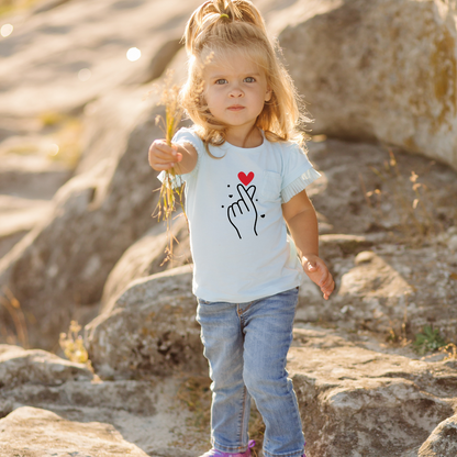 T-Shirt for Girls- Korean Finger Heart