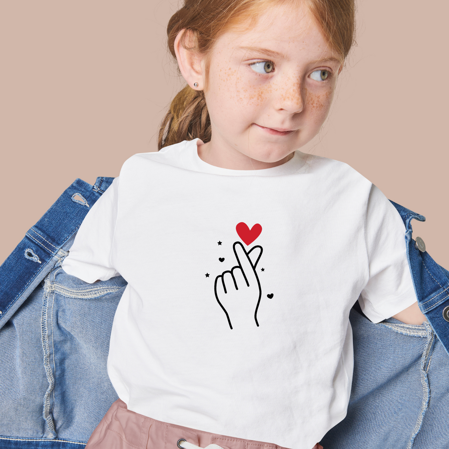 T-Shirt for Girls- Korean Finger Heart