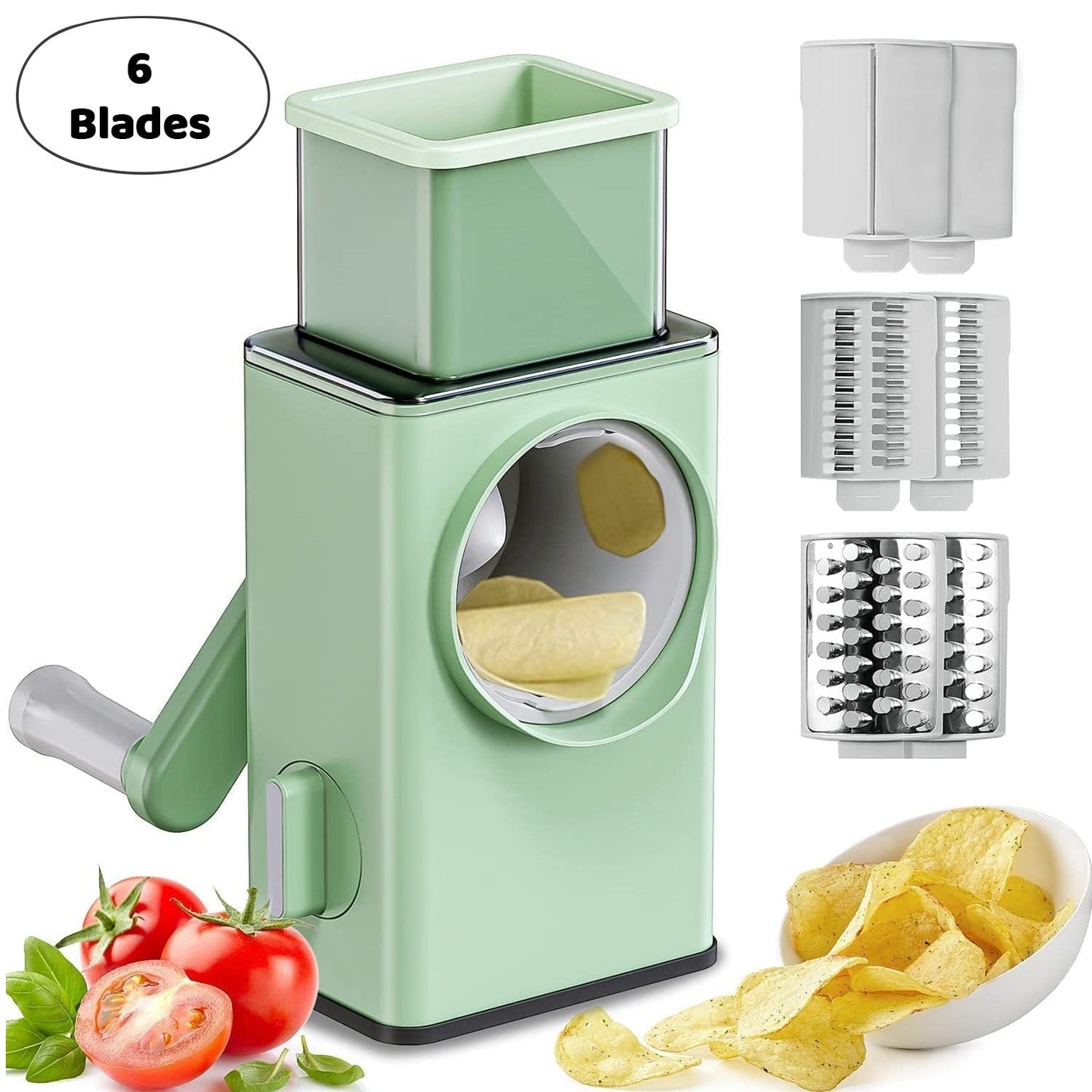 Stainless Steel Vegetable Chopper with 6 Blades - Kitchen Mandoline Slicer