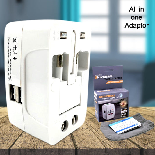 All-in-One Universal Worldwide Travelling AC Adaptor Plug (AU / UK / US / EU) with USB Port