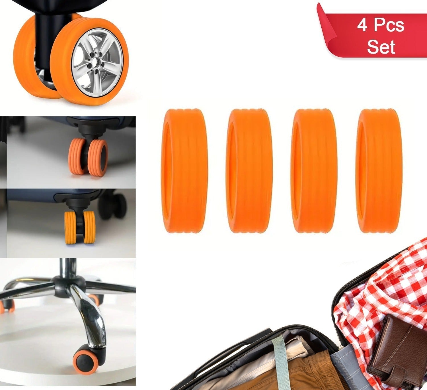 Luggage Wheel Covers 8  4 Pcs Luggage Wheel Covers For Suitcase Reduce Noise For Travel Luggage Suitcase Silicone Suitcase Wheels Cover For Protect Suitcase Wheels (8 Pcs  4 Pc Set)