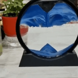 3D Deep Sea Sandscape Liquid Motion, Round Glass Frame Display, Moving Sand Art Picture Decor