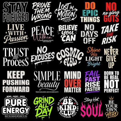 Motivational Typography T-Shirt Svg Bundle for Men Women, Funny Quotes PNG