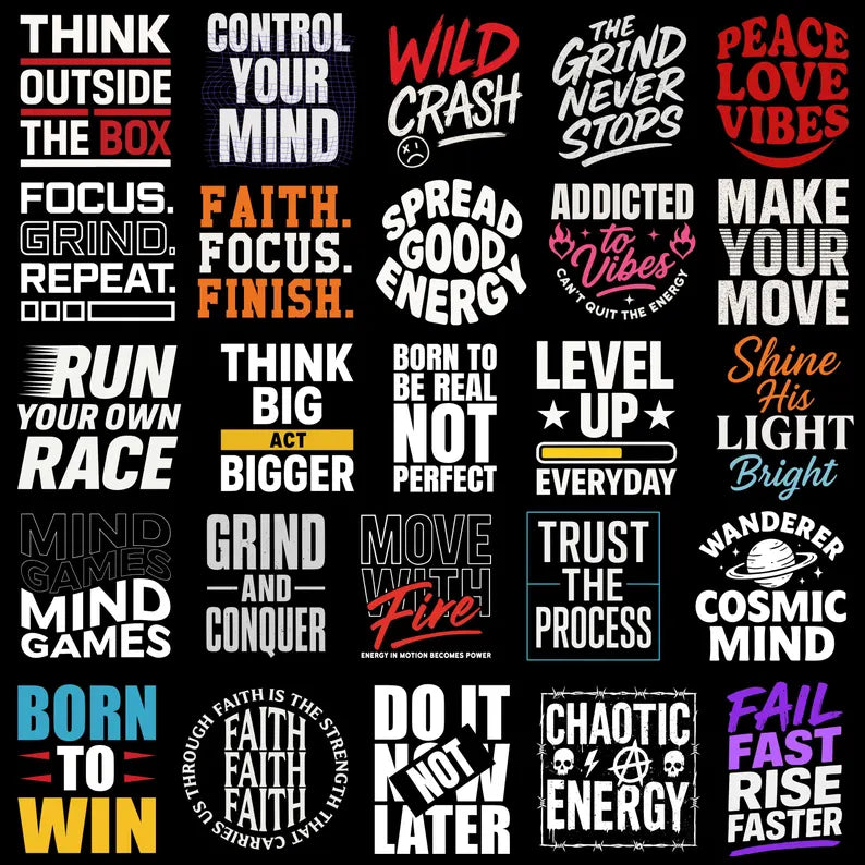 Motivational Typography T-Shirt Svg Bundle for Men Women, Funny Quotes PNG