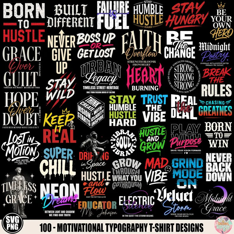 Motivational Typography T-Shirt Svg Bundle for Men Women, Funny Quotes PNG