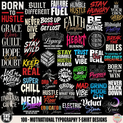 Motivational Typography T-Shirt Svg Bundle for Men Women, Funny Quotes PNG
