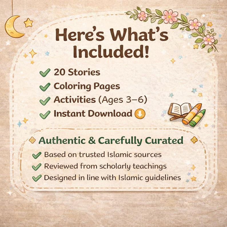 Islamic Kids Quran Stories Activity Book | Printable Learning Bundle (Digital Download)