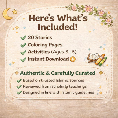 Islamic Kids Quran Stories Activity Book | Printable Learning Bundle (Digital Download)