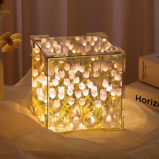 Decorative Tulip Flower LED Mirror Night Lamp 3D - DIY