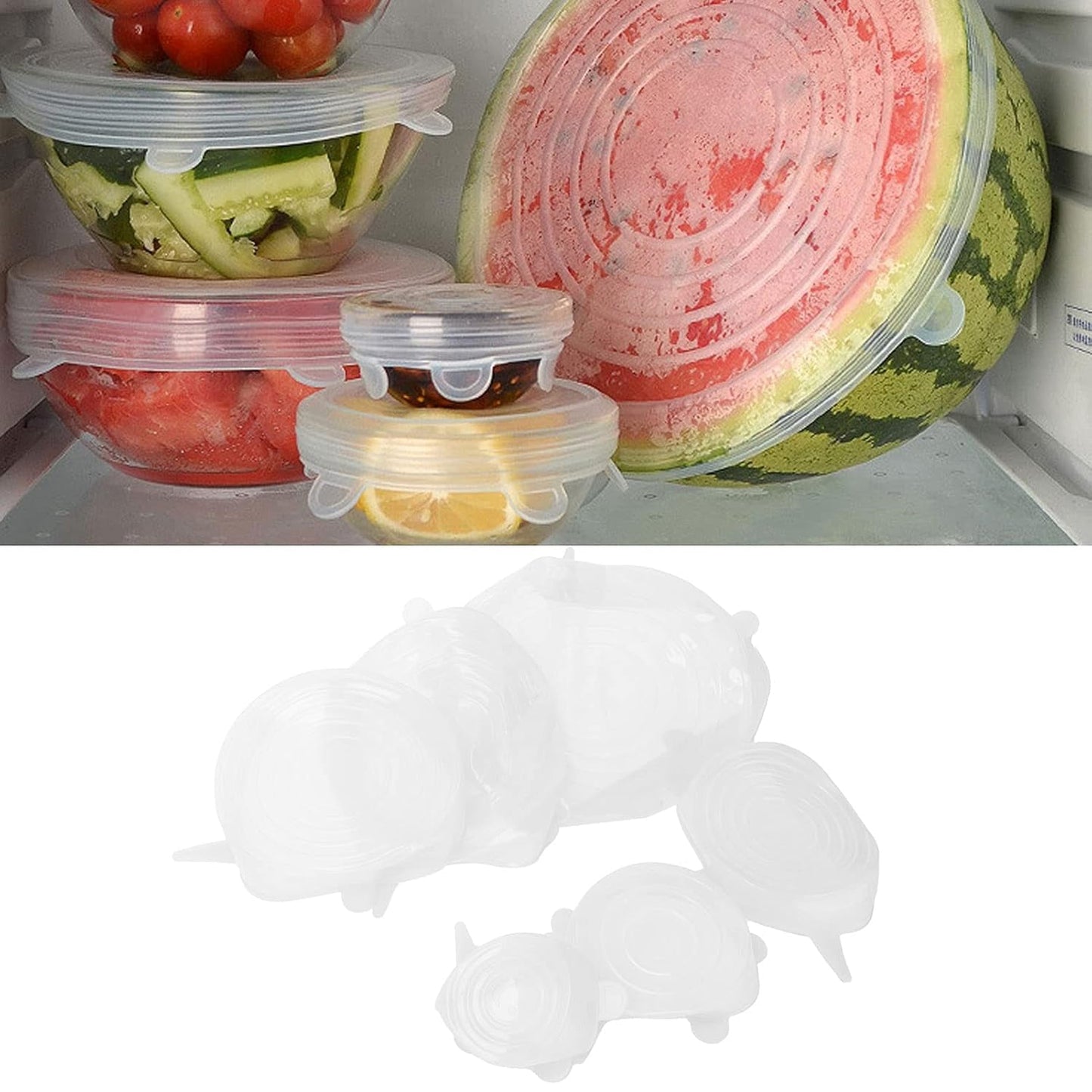 Silicone Stretch Lids – 6 Pcs Set (BPA‑Free, Freezer, Microwave & Dishwasher Safe)